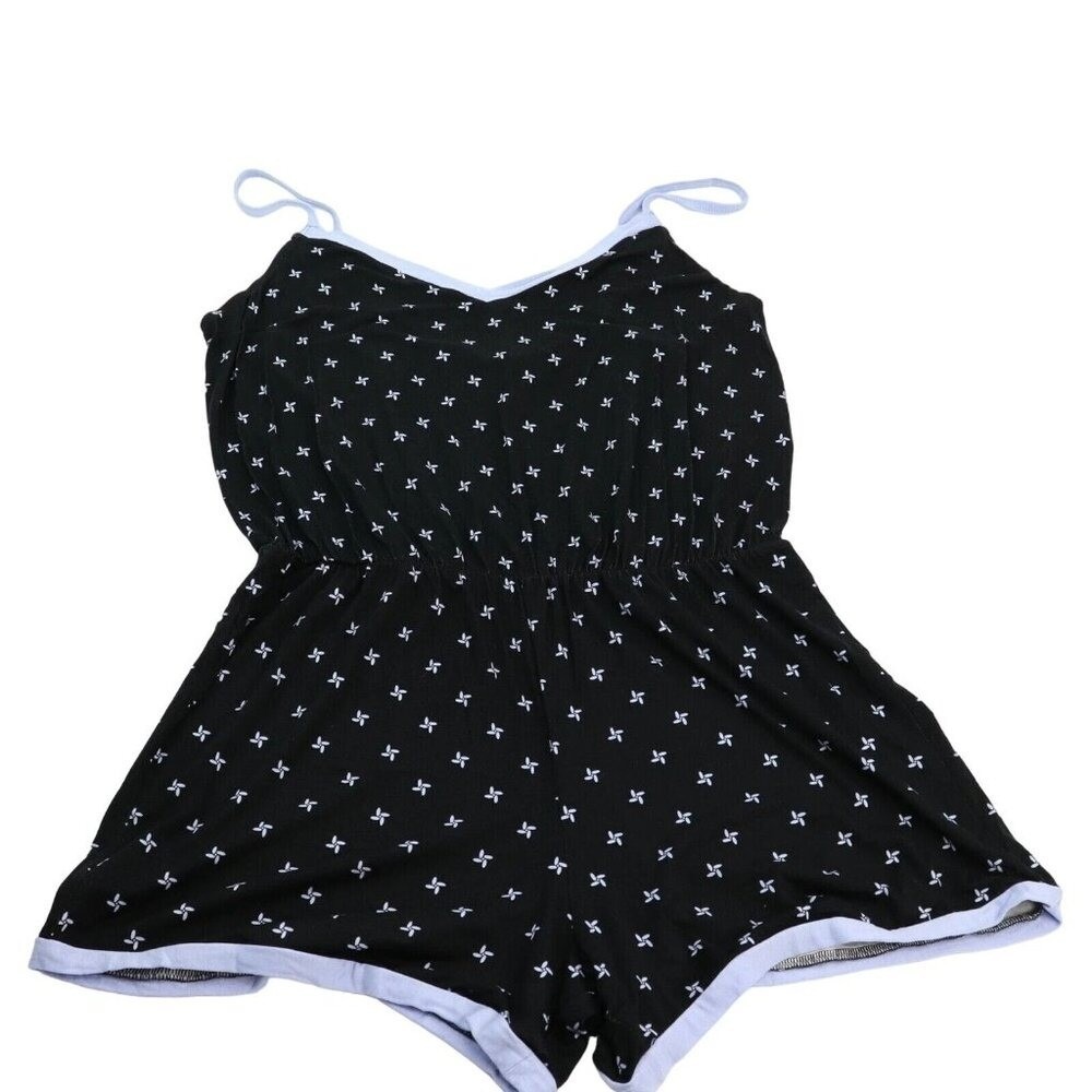 Alfani Intimates XXXL Romper Pinwheel Floral Black White Sleeveless